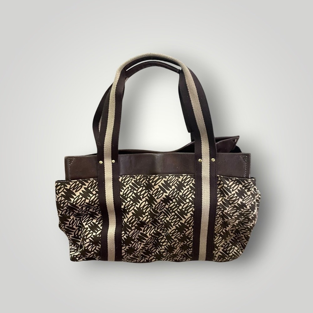 Tommy Hilfiger Tote Bag Medium Brown Canvas Satchel Classic Designer Old Money - Picture 2 of 10